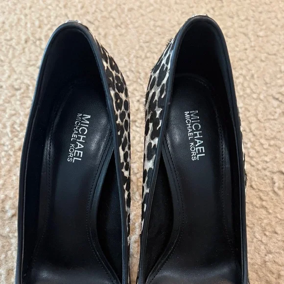 Michael Kors Leopard Print Heels in Black and White - Picture 3 of 8